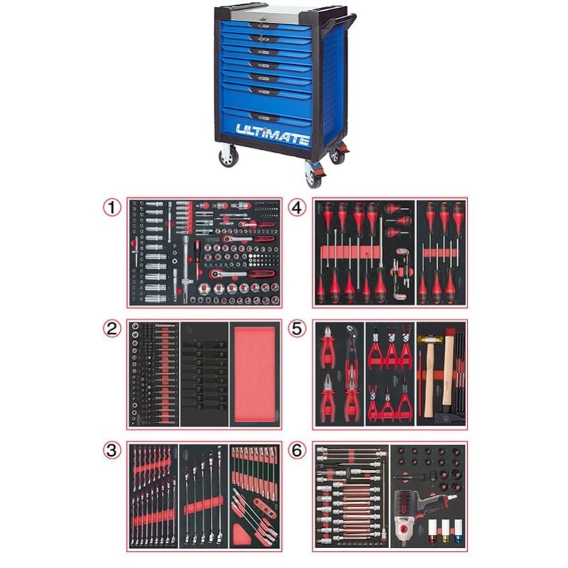Photo de l'annonce Servante Ultimate bleu 7 tiroirs avec composition 425 outils 3w2IoZED0h7zpJ538UJp