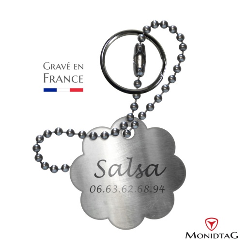 Médaille marguerite en acier pour chien