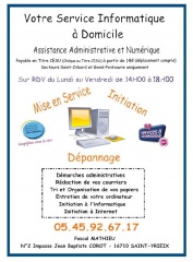 la petite annonce Assistance administrative et numérique sur Sibesoin.com / st yrieix sur charente (16710)