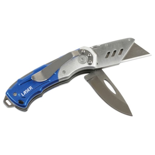 Couteau double lames de mécanicien bleu