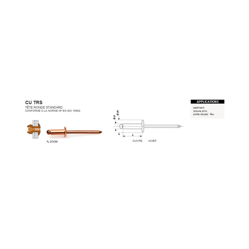 Photo de l'annonce Rivet aveugle cuivre trs 4.8 x 10mm  8pme82EANo36YX81Z115