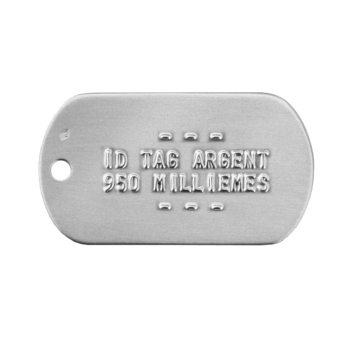 Plaque militaire personnalisable en argent 950 mil.