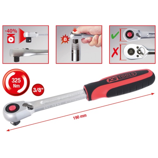 Cliquet réversible SlimPOWER 3/8''  72 dents