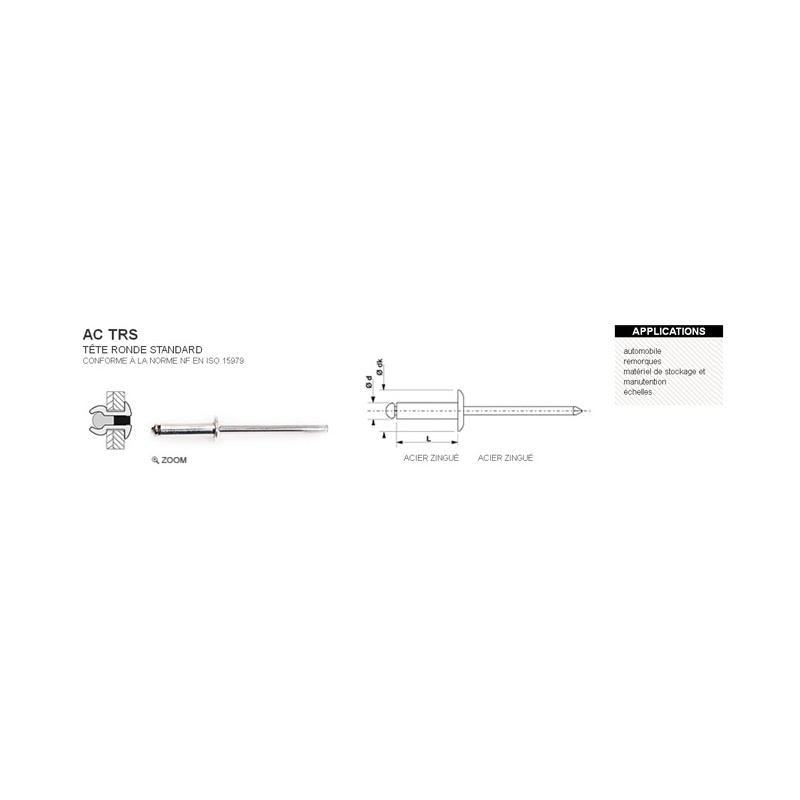 Photo de l'annonce Rivet aveugle standard 100% acier trs 6.4 x 10mm  O4M461Qu2C7eX2Y77fu7