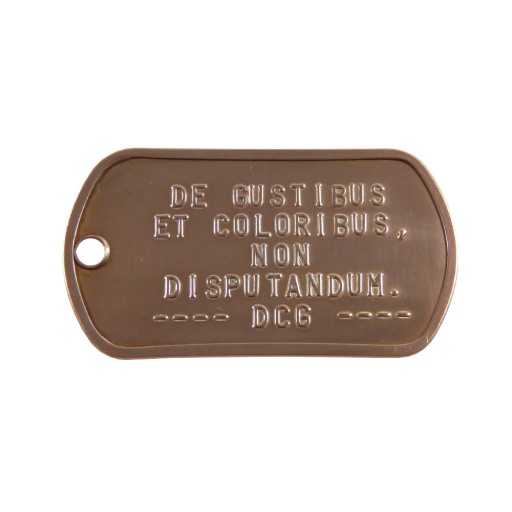 Pendentif plaque militaire en cuivre
