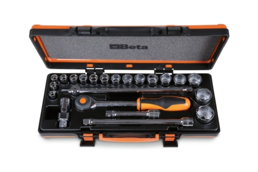 Coffret métallique comprenant 1 cliquet rotatif 17 douill...