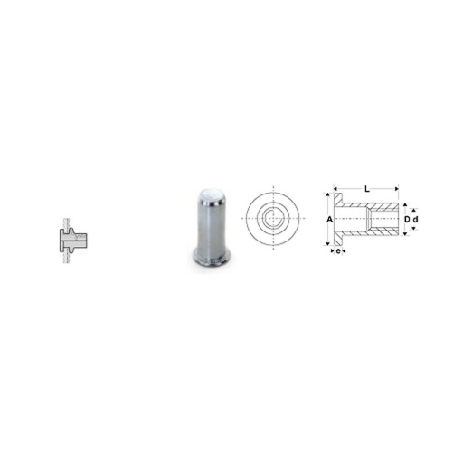 ecrou a sertir tete plate ou fraisée gofix m8 acpb 35 21,5