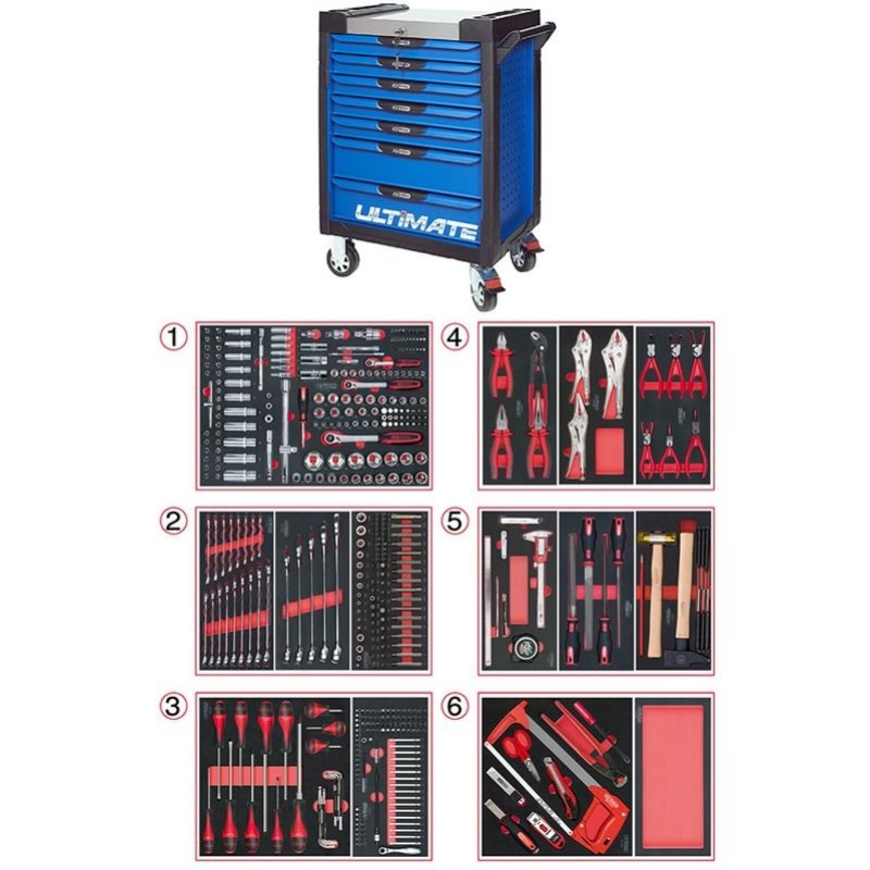 Photo de l'annonce Servante Ultimate bleu 7 tiroirs avec composition 452 outils V0NziVOjz63D295g245I