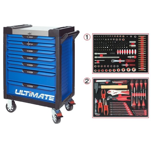 Servante Ultimate bleu 7 tiroirs avec composition 184 out...