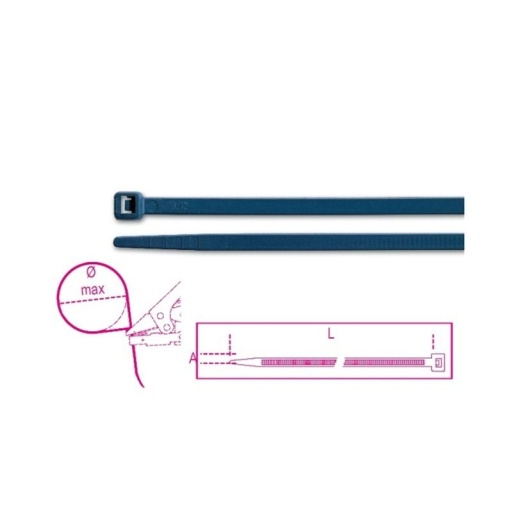 Collier en nylon autoextinguible, couleur bleue 2,5x100mm