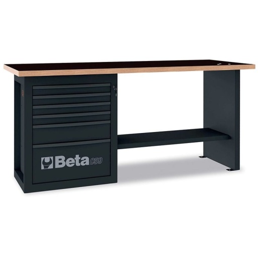 Établi Endurance avec meuble six tiroirs gris C59A