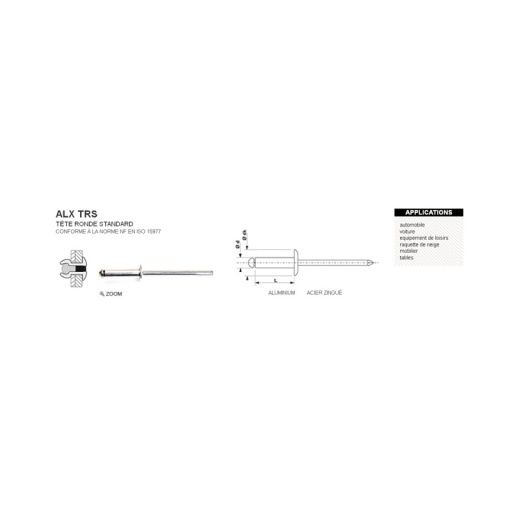 Rivet aveugle standard alx trs 4.8 x 16mm 