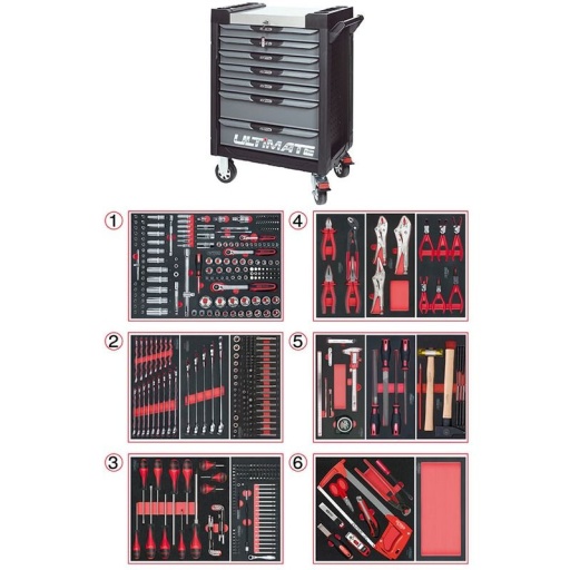 Servante Ultimate noir 7 tiroirs avec composition 452 outils