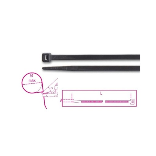 Collier nylon couleur noir résistant aux UV 9x1220mm 