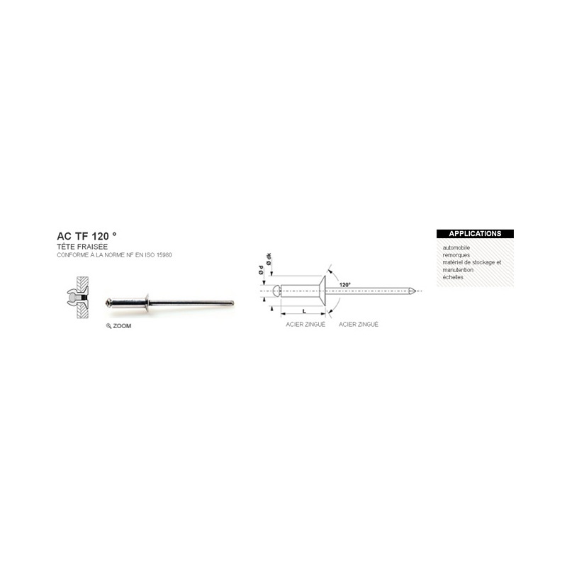 Photo de l'annonce Rivet aveugle standard 100% acier tête fraisée 3 x 10mm  o8fwy4LJuD8fuL5D52mX